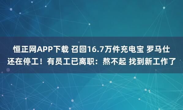 恒正网APP下载 召回16.7万件充电宝 罗马仕还在停工！有员工已离职：熬不起 找到新工作了