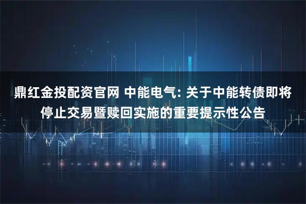 鼎红金投配资官网 中能电气: 关于中能转债即将停止交易暨赎回实施的重要提示性公告